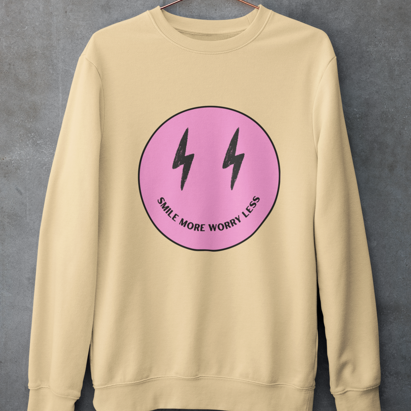 Smile More Worry Less (Pink) Crewneck