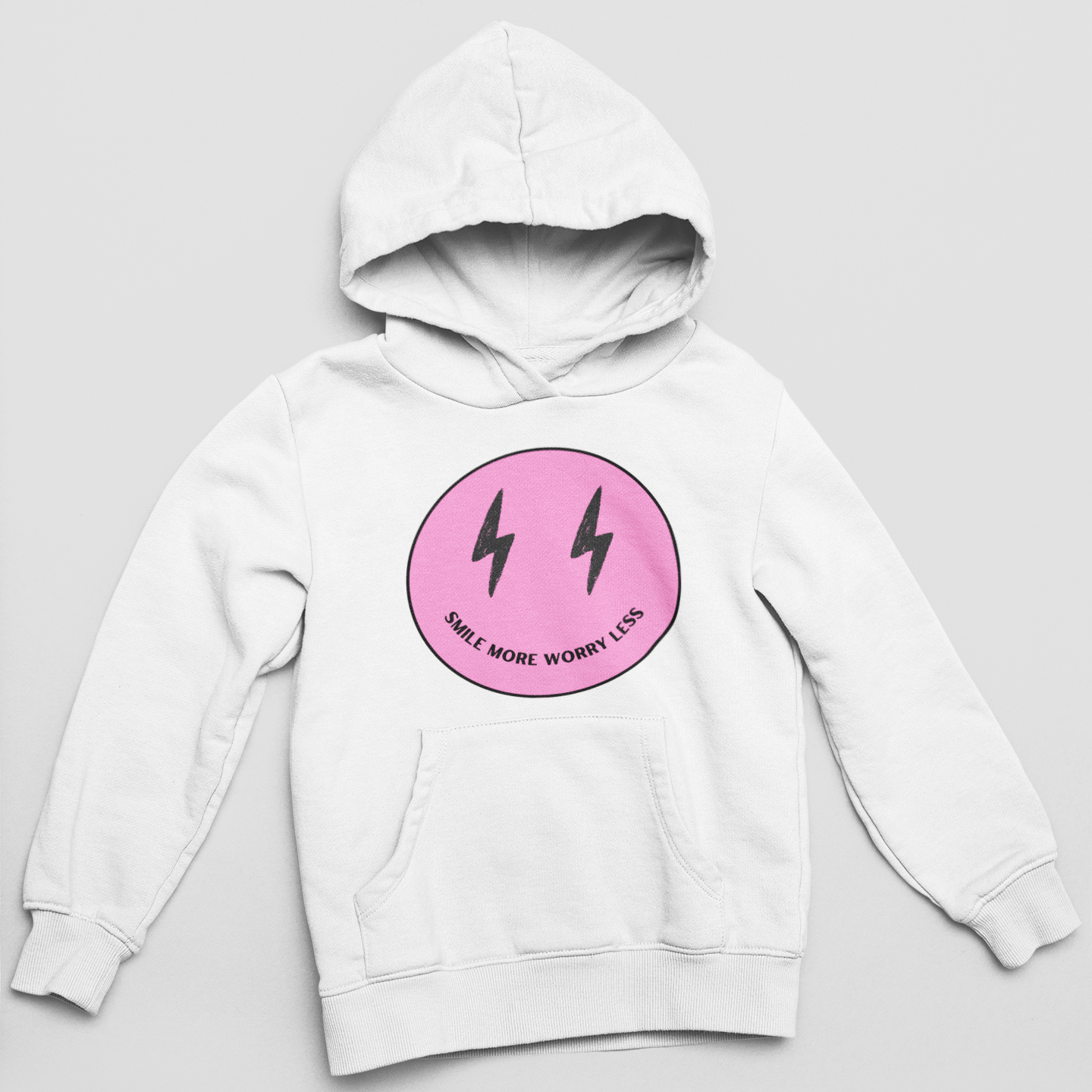 Smile More Worry Less (Pink) Hoodie