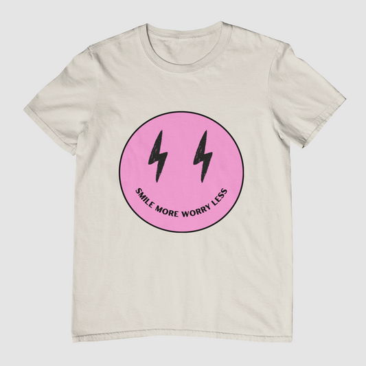 Smile More Worry Less (Pink) T-Shirt